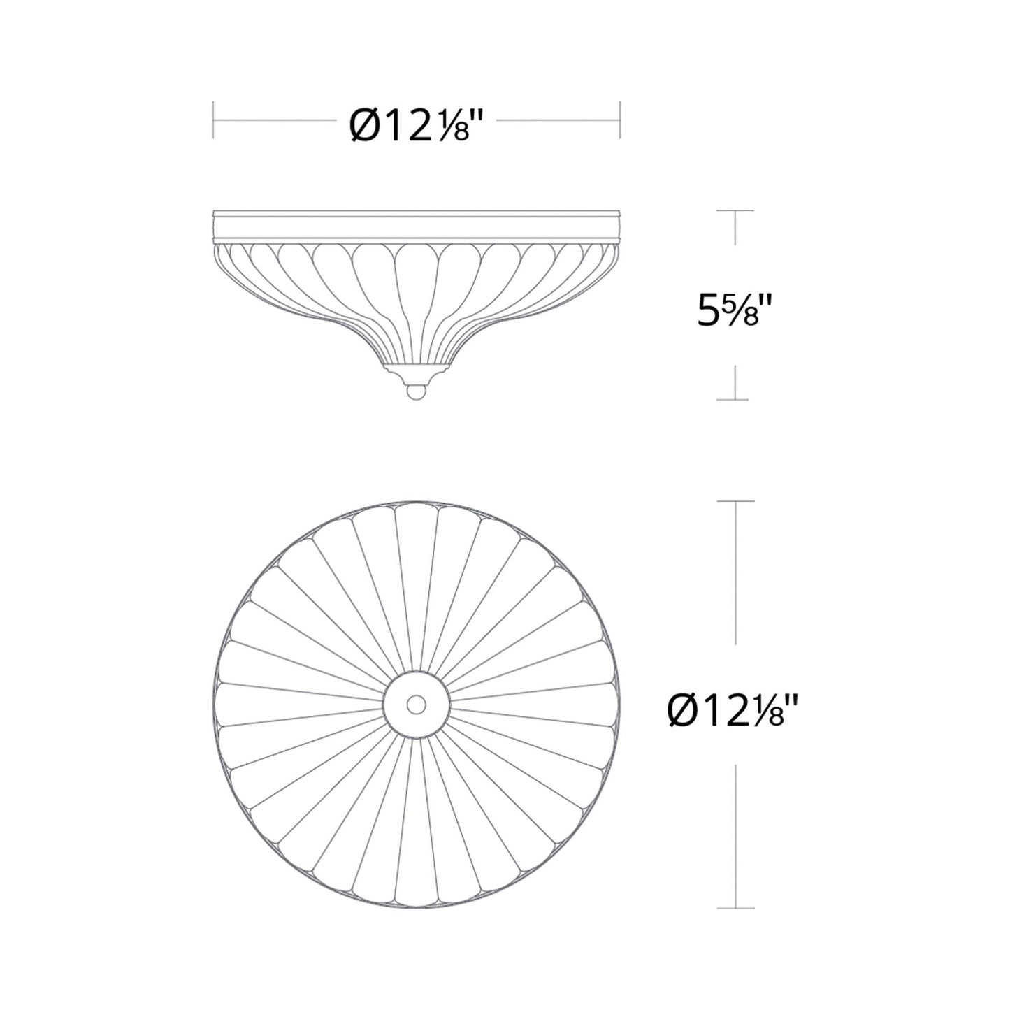 Roma LED Flush Mount Ceiling Light - line drawing.