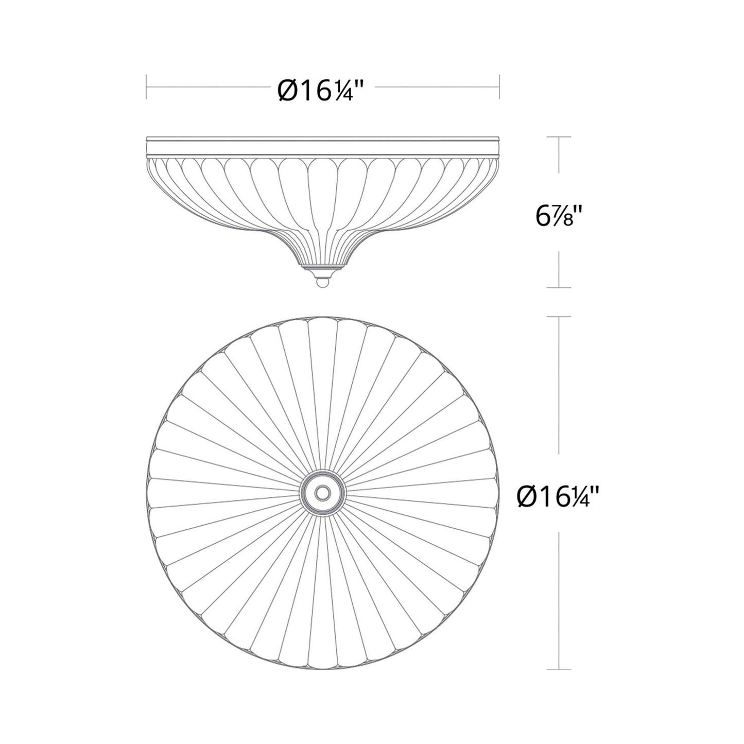 Roma LED Flush Mount Ceiling Light - line drawing.