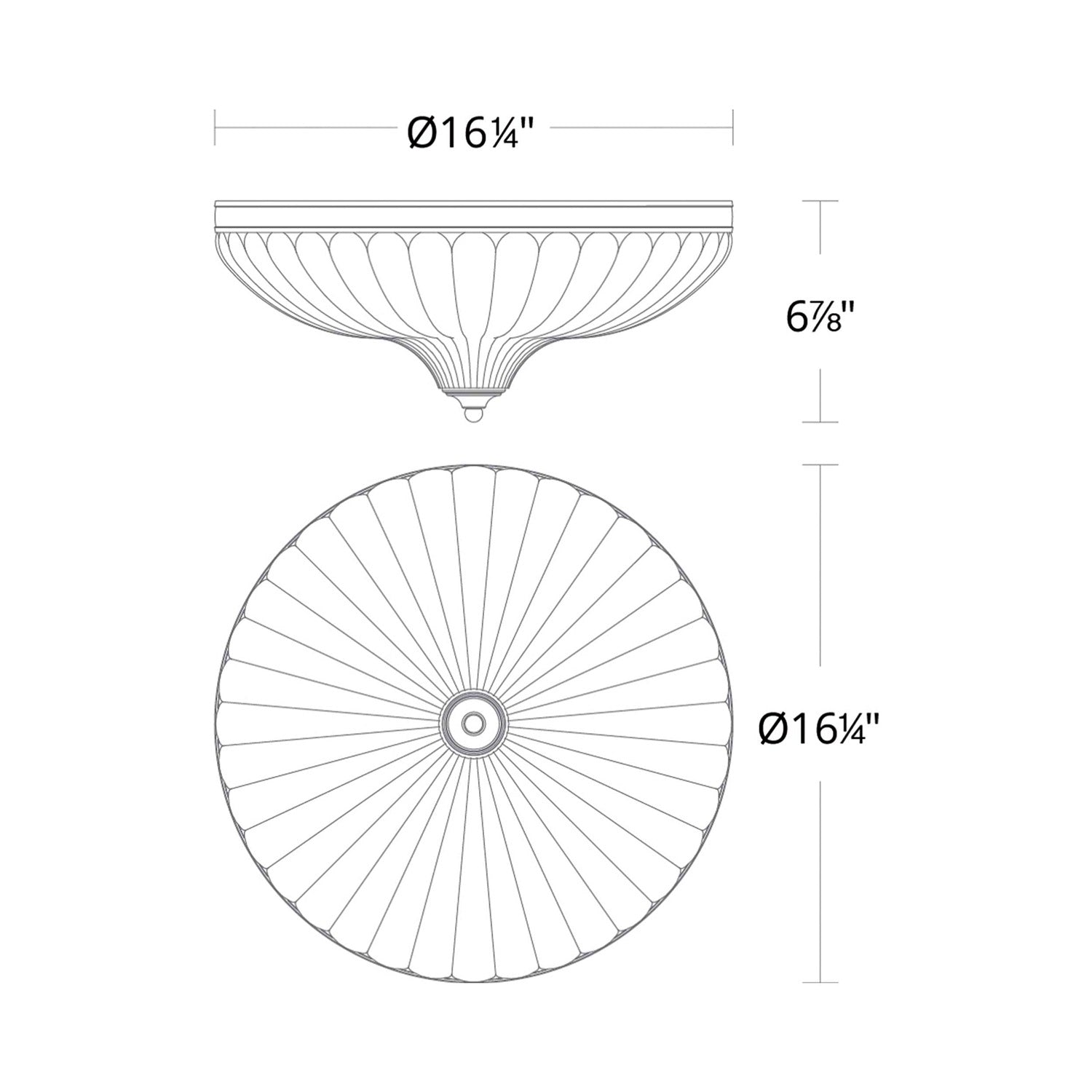 Roma LED Flush Mount Ceiling Light - line drawing.