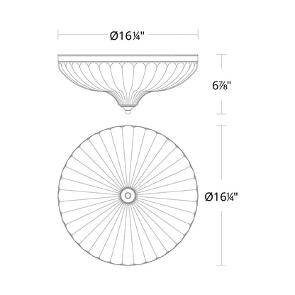 Roma LED Flush Mount Ceiling Light - line drawing.