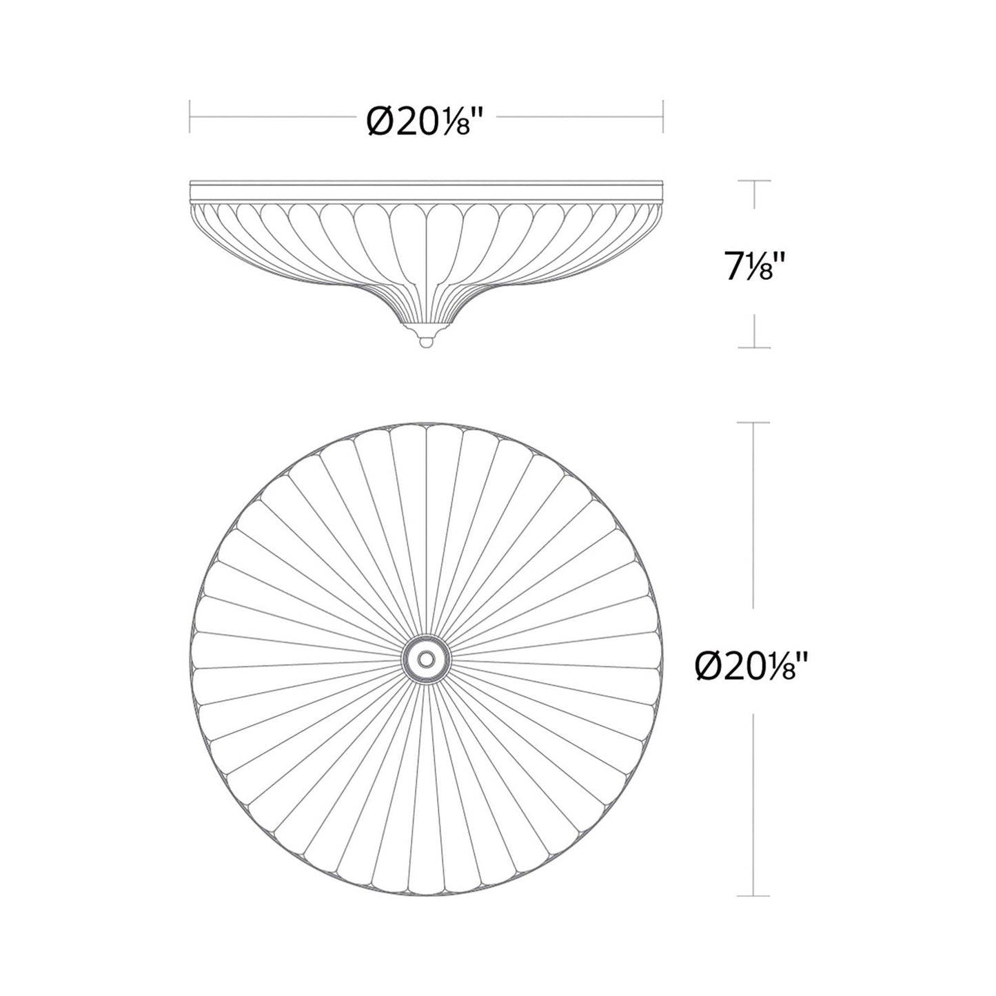 Roma LED Flush Mount Ceiling Light - line drawing.