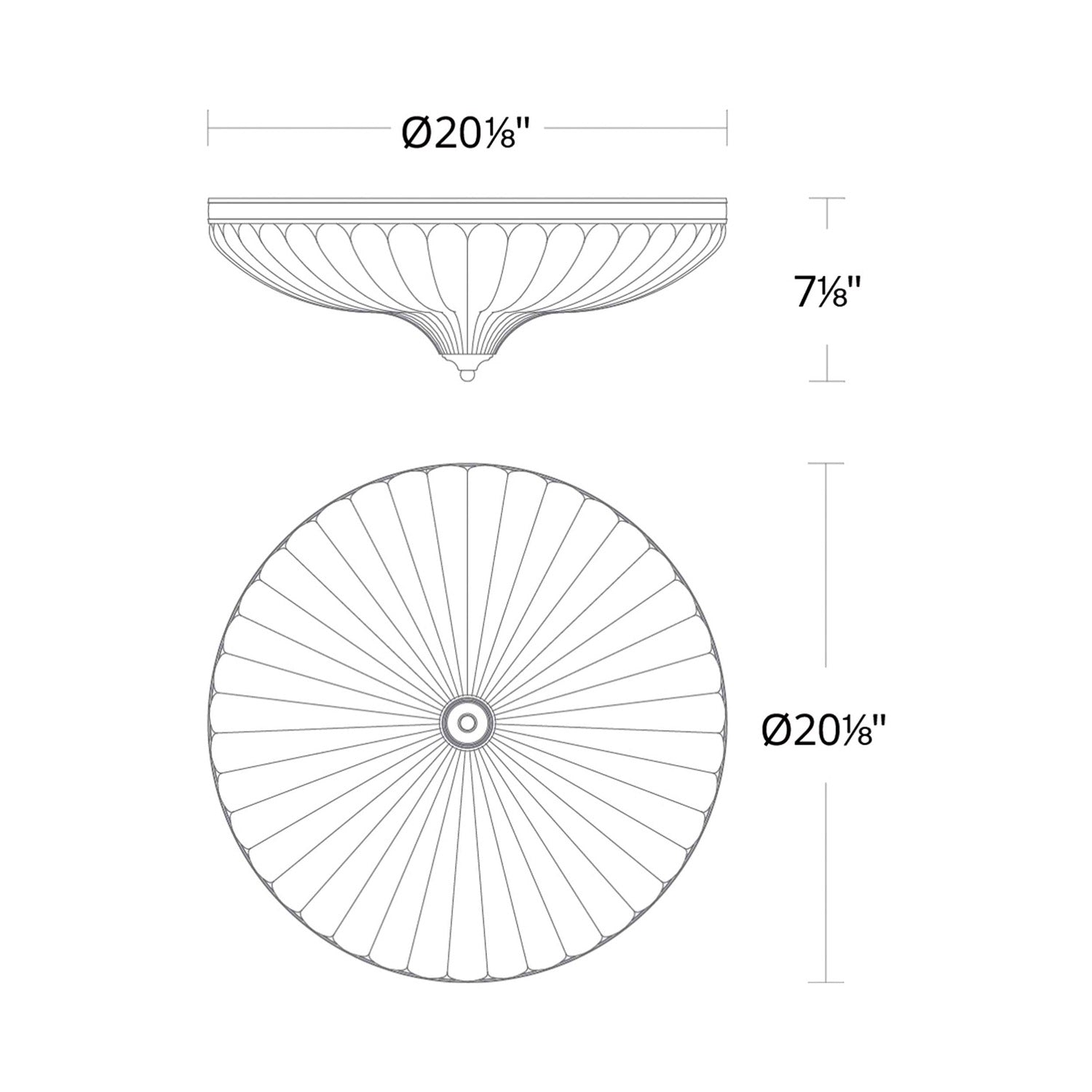 Roma LED Flush Mount Ceiling Light - line drawing.