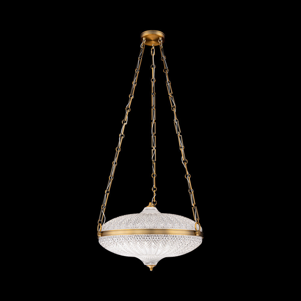 Roma LED Pendant Light in Aged Brass.
