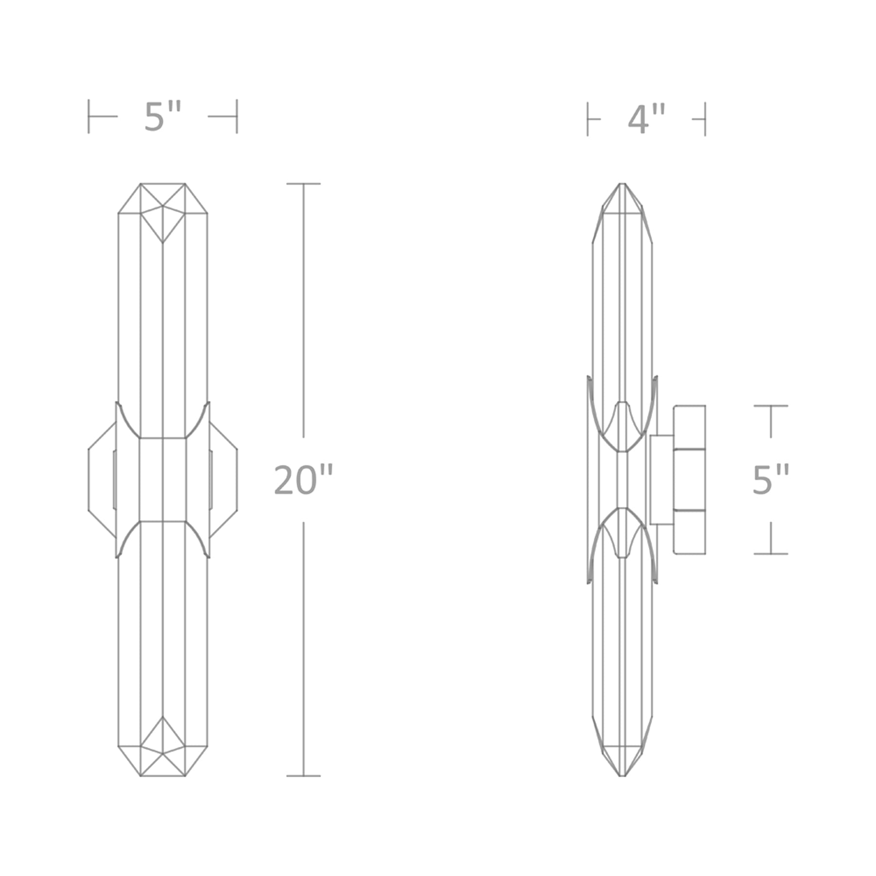 Sabine LED Wall Light - line drawing.