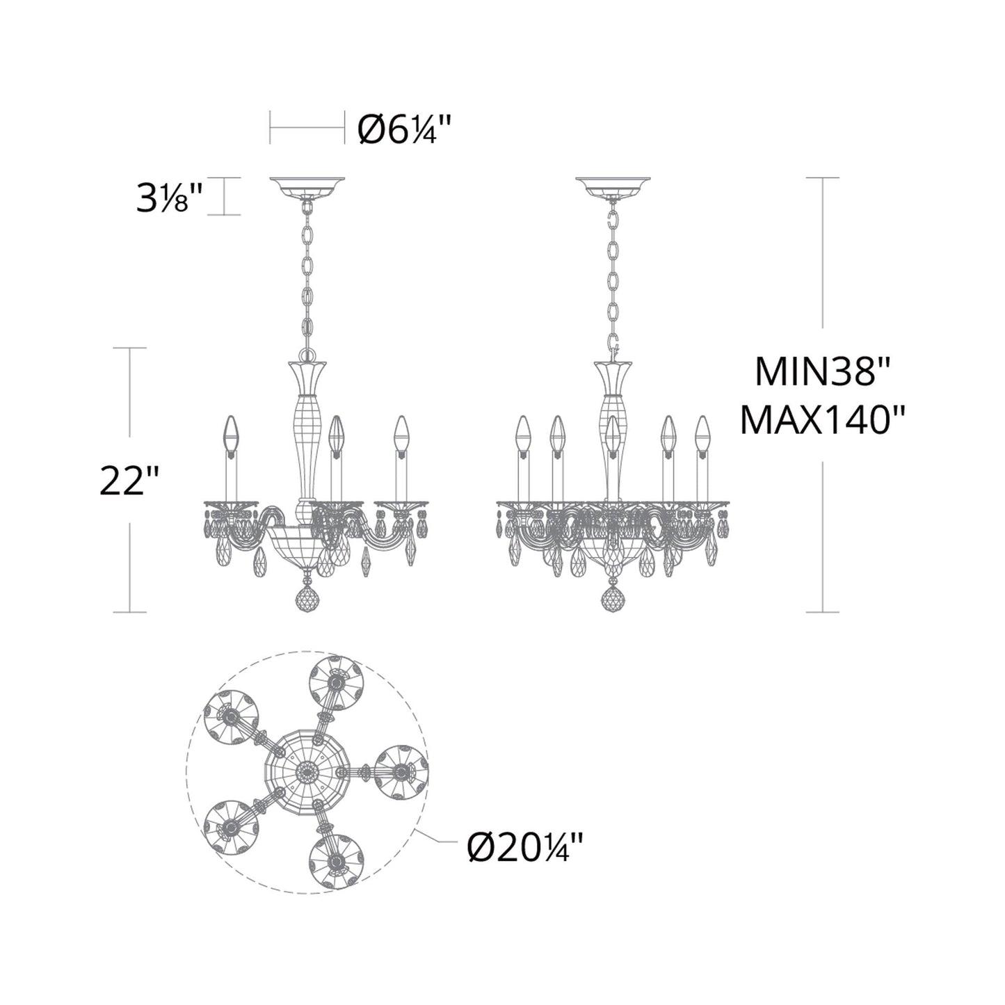 San Marco Chandelier - line drawing.