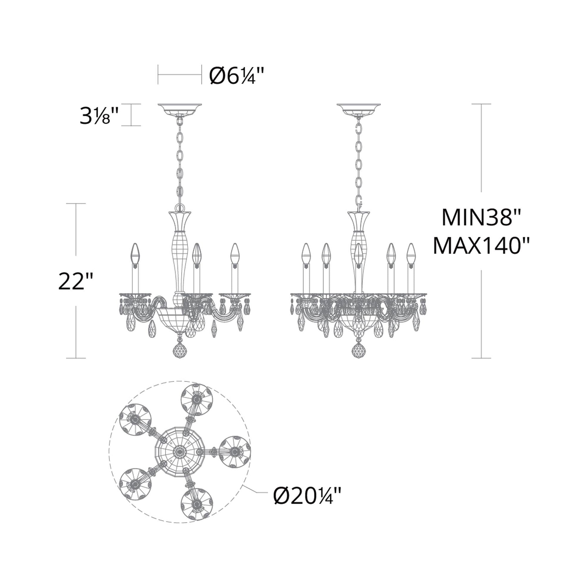 San Marco Chandelier - line drawing.