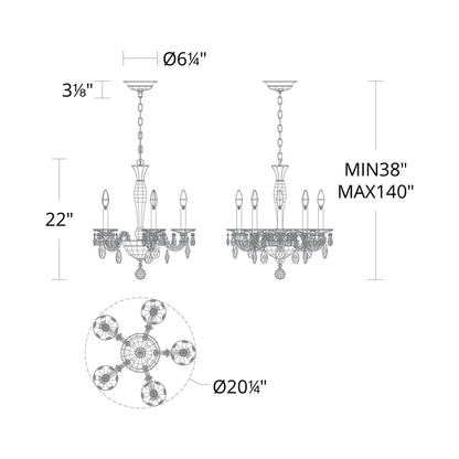 San Marco Chandelier - line drawing.