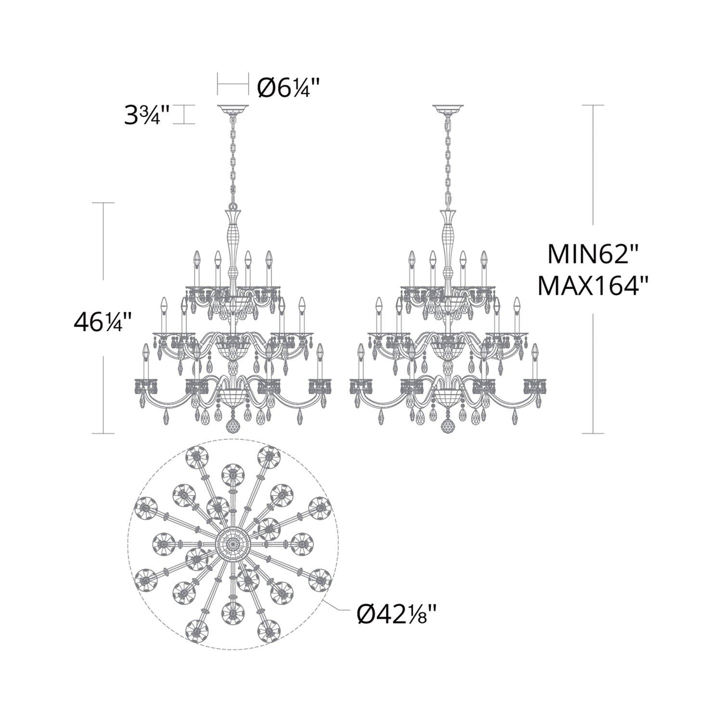 San Marco Multi Tier Chandelier - line drawing.