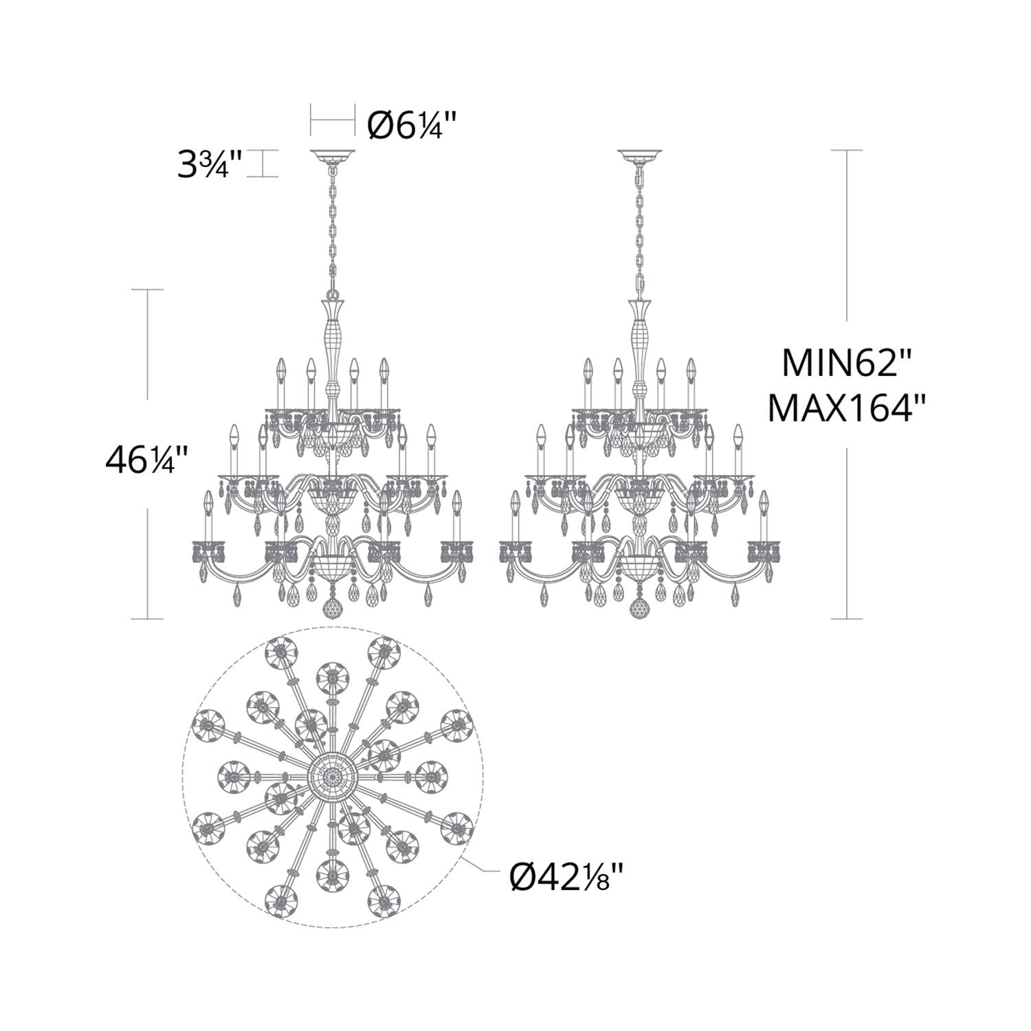San Marco Multi Tier Chandelier - line drawing.
