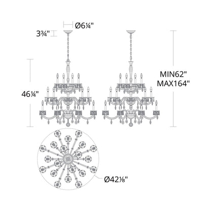 San Marco Multi Tier Chandelier - line drawing.