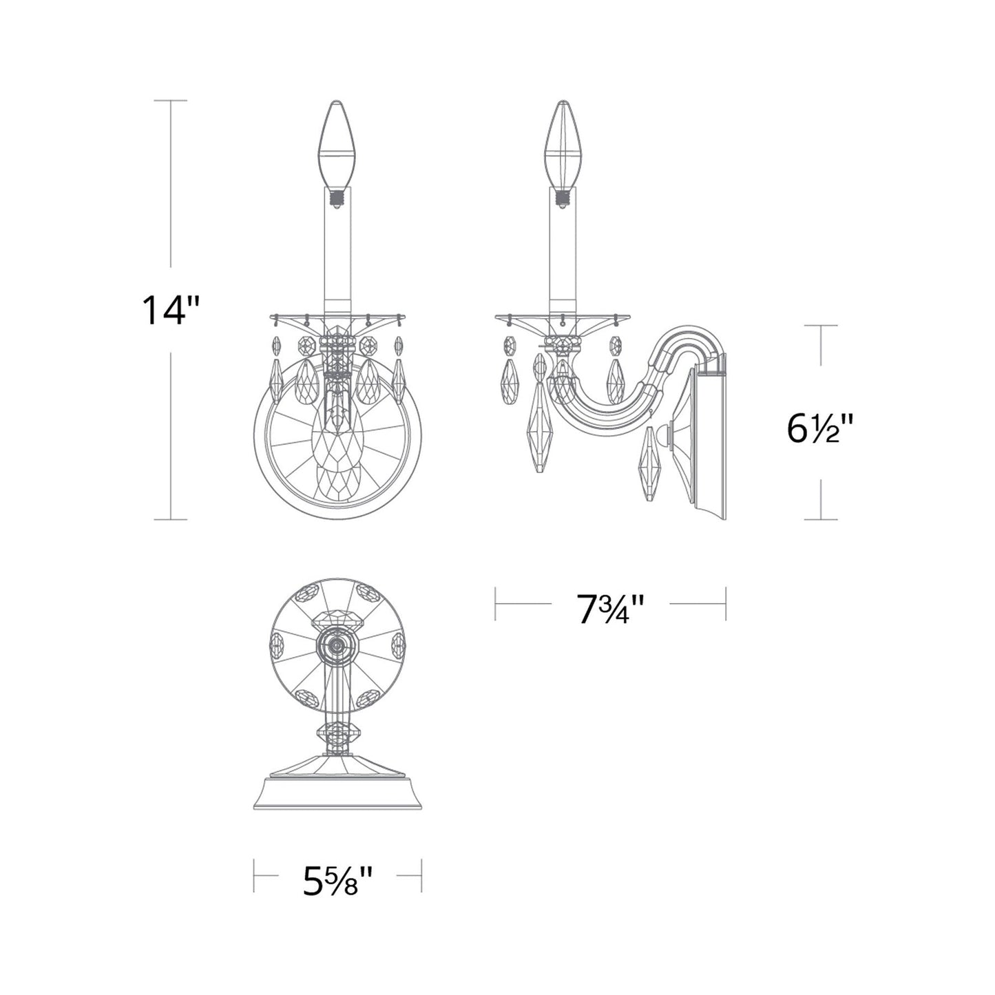 San Marco Wall Light - line drawing.