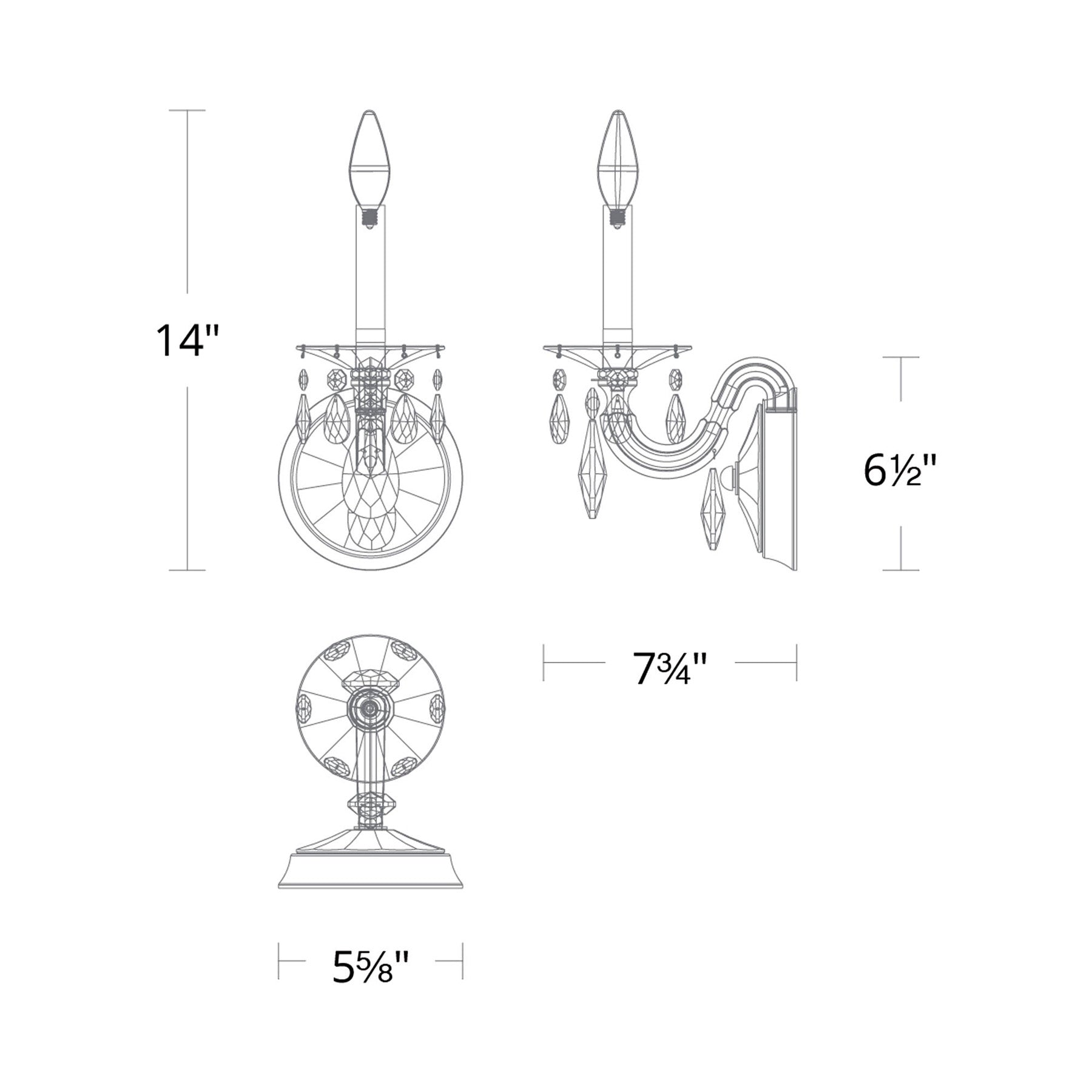 San Marco Wall Light - line drawing.