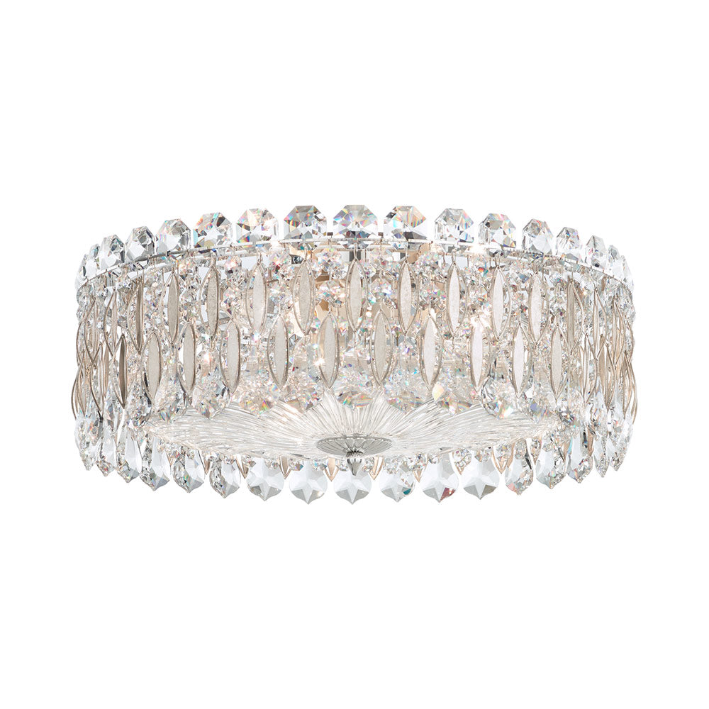 Sarella Flush Mount Ceiling Light in Antique Silver (Radiance Crystal/3-Light).