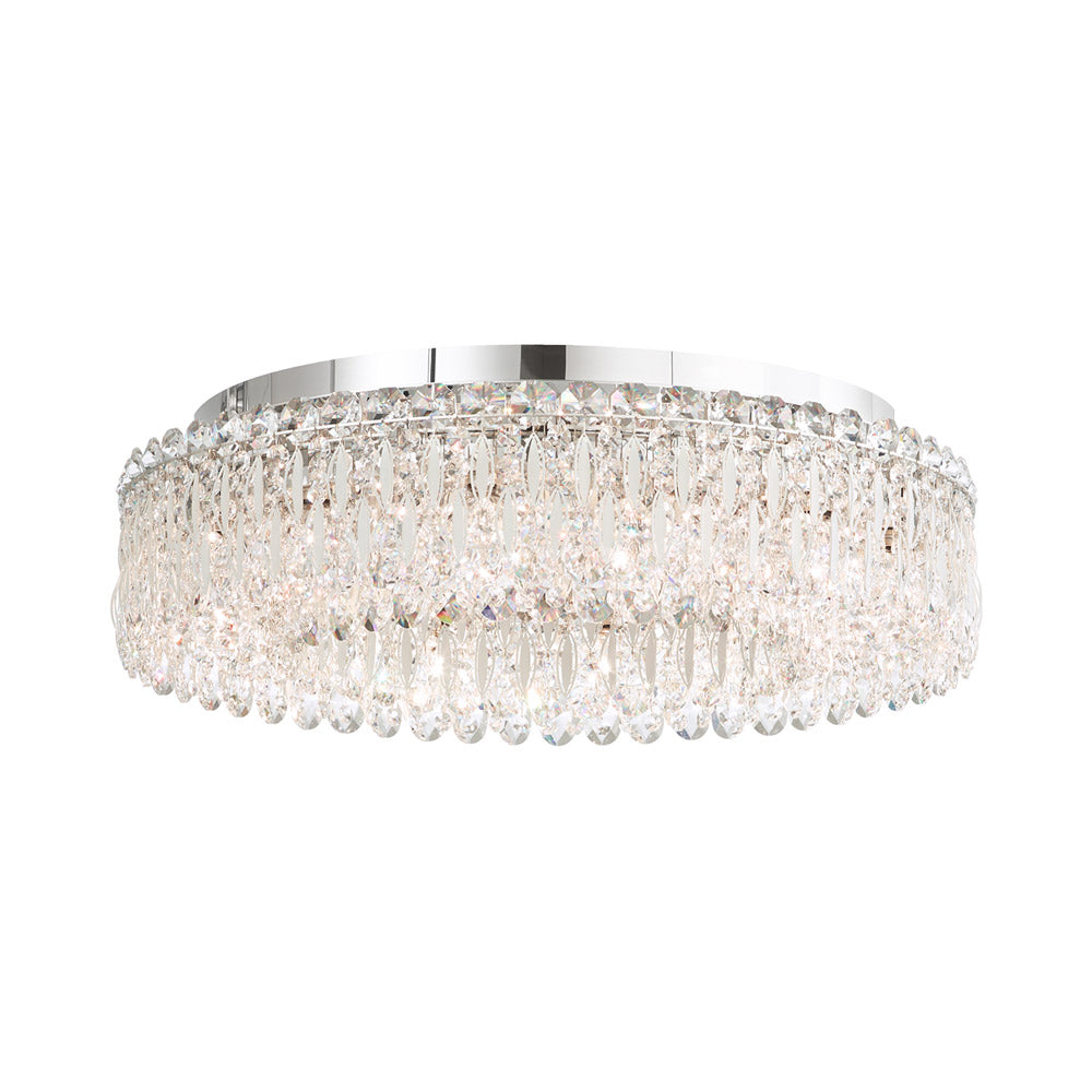 Sarella Flush Mount Ceiling Light in White (Heritage Handcut Crystal/12-Light).
