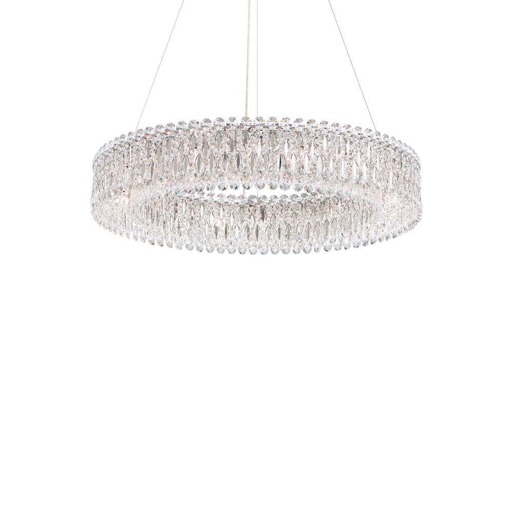 Sarella Pendant Light in Polished Stainless Steel (Heritage Handcut Crystal/18-Light).