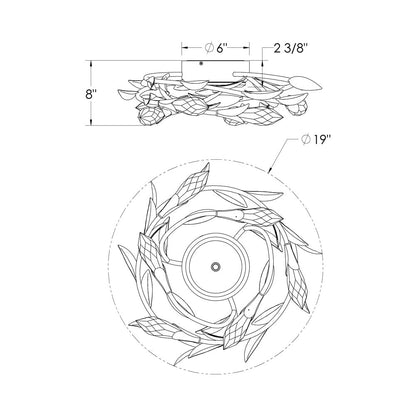 Secret Garden LED Flush Mount Ceiling Light - line drawing.