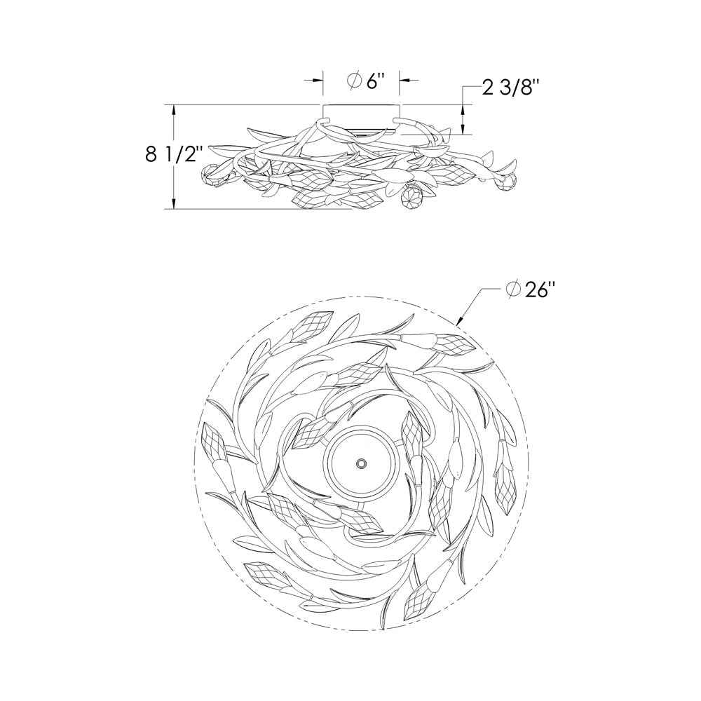 Secret Garden LED Flush Mount Ceiling Light - line drawing.