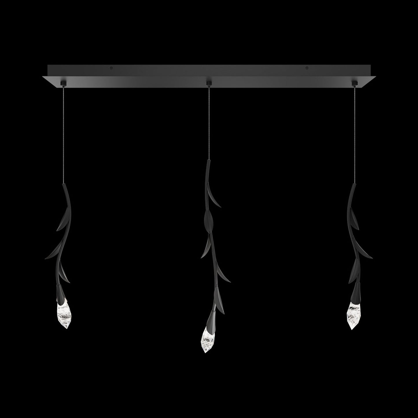Secret Garden Linear LED Multi Light Pendant Light in Black (3-Light).