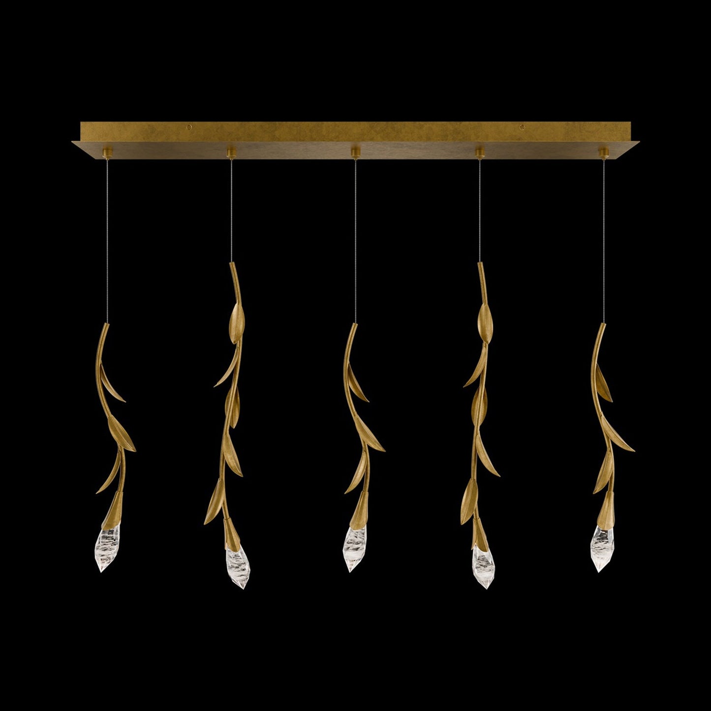 Secret Garden Linear LED Multi Light Pendant Light in French Gold (5-Light).