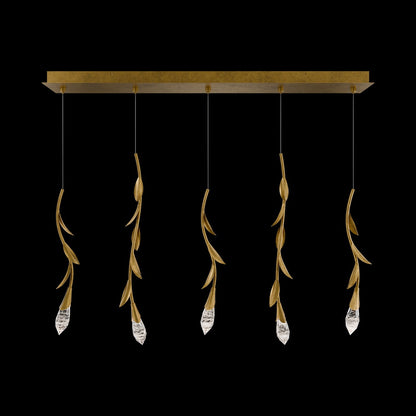 Secret Garden Linear LED Multi Light Pendant Light in French Gold (5-Light).
