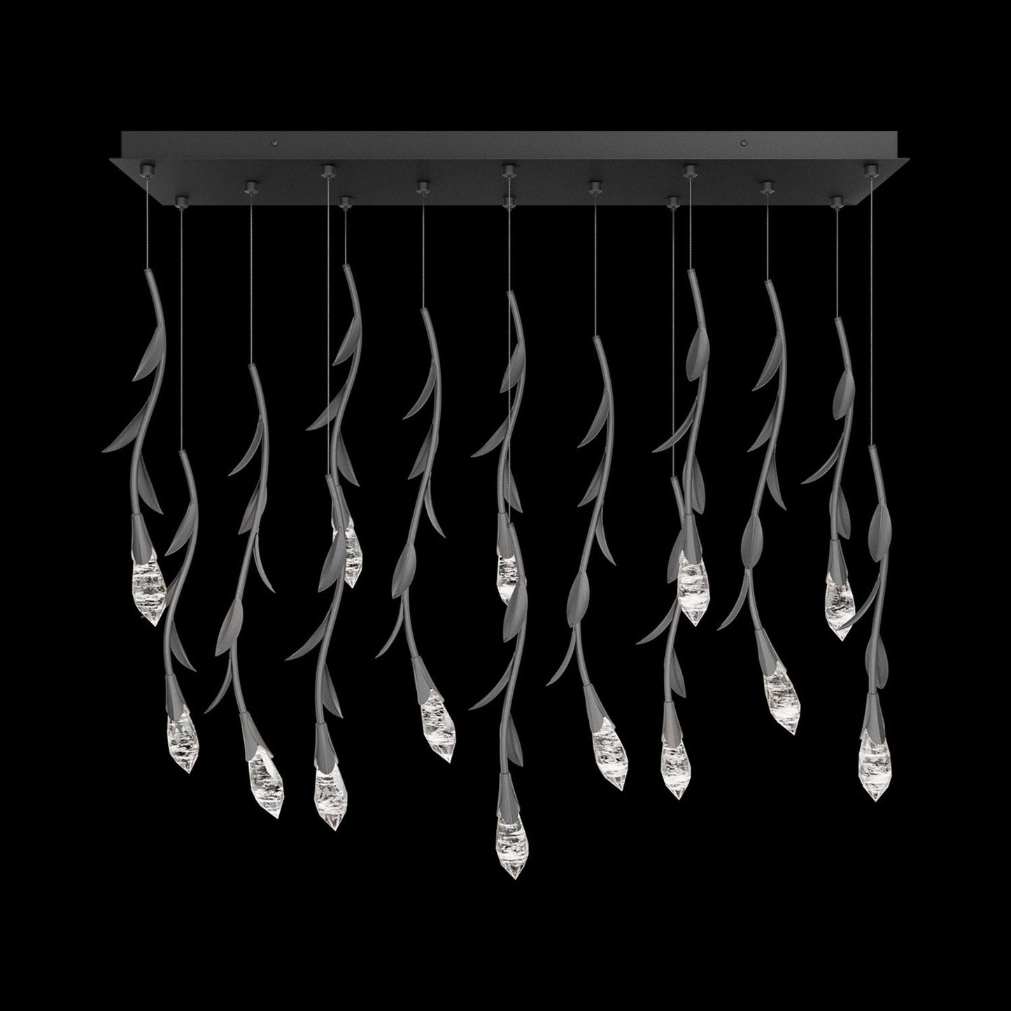 Secret Garden Linear LED Multi Light Pendant Light in Antique Pewter (14-Light).