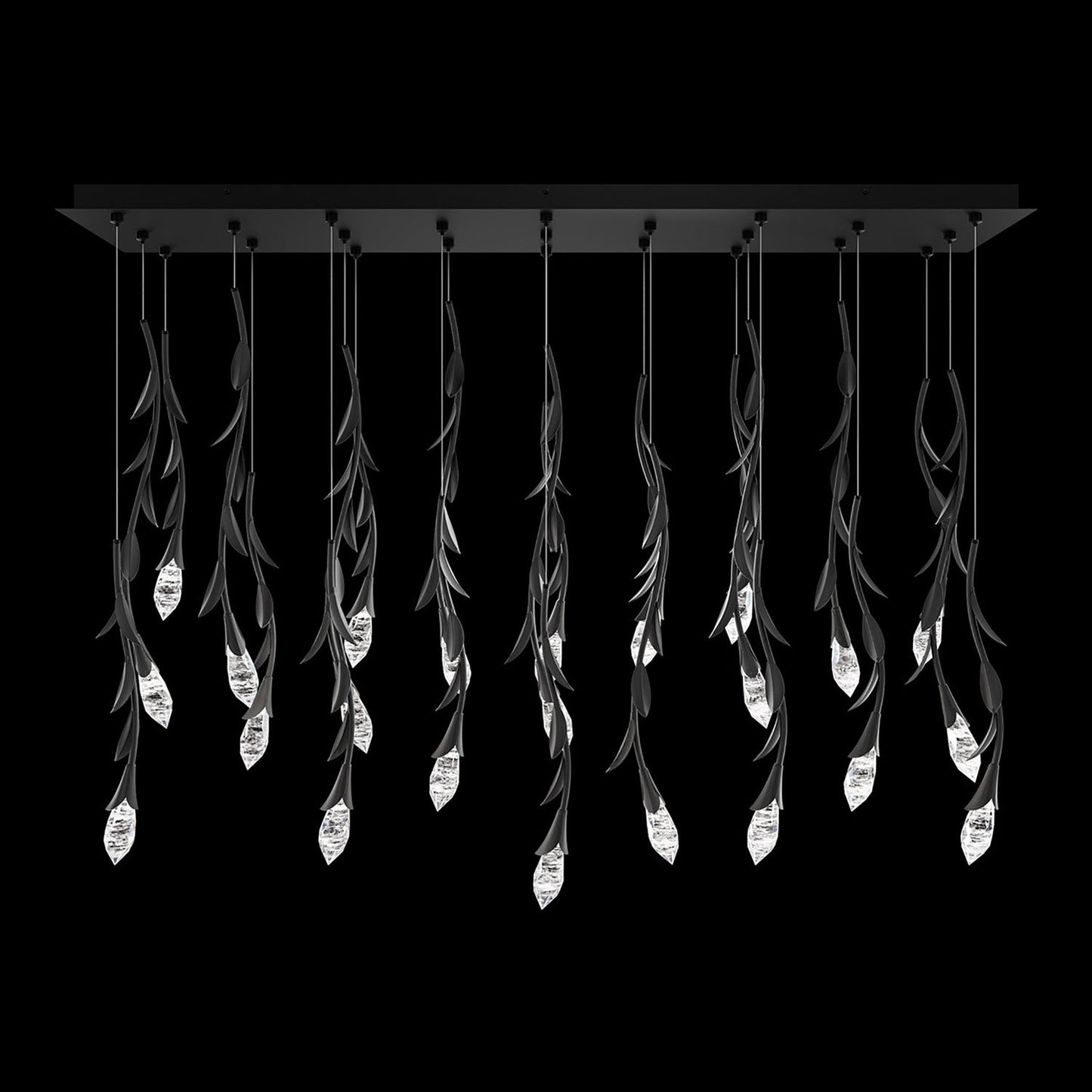 Secret Garden Linear LED Multi Light Pendant Light in Black (23-Light).