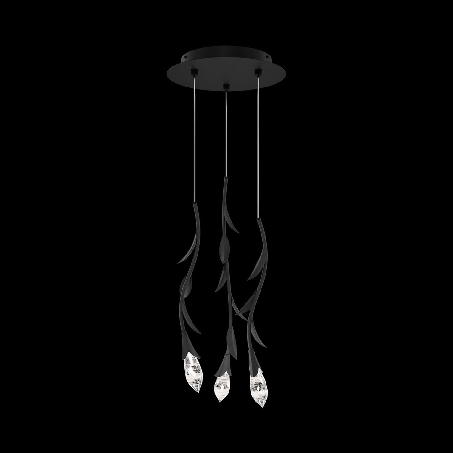 Secret Garden Round LED Multi Light Pendant Light in Black (3-Light).