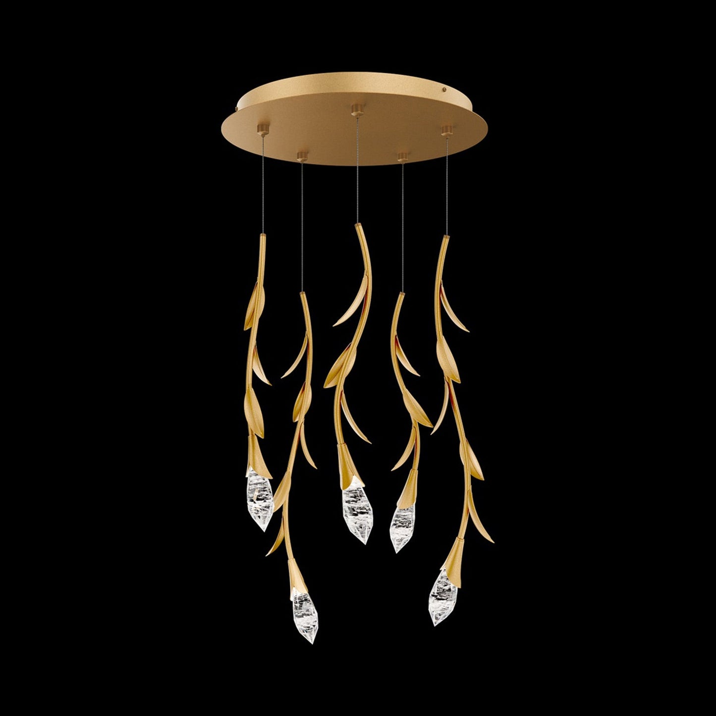Secret Garden Round LED Multi Light Pendant Light in French Gold (5-Light).