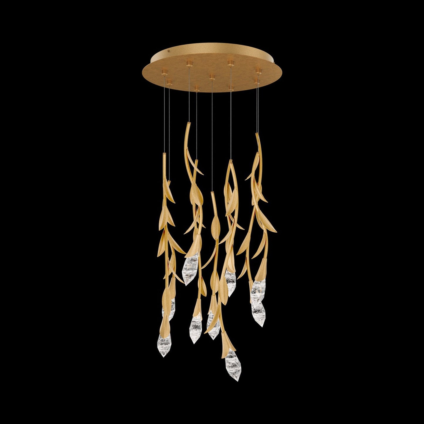 Secret Garden Round LED Multi Light Pendant Light in French Gold (9-Light).