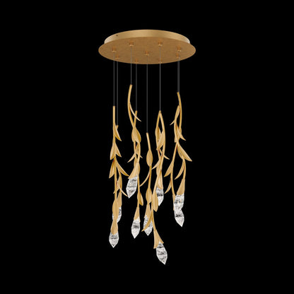 Secret Garden Round LED Multi Light Pendant Light in French Gold (9-Light).