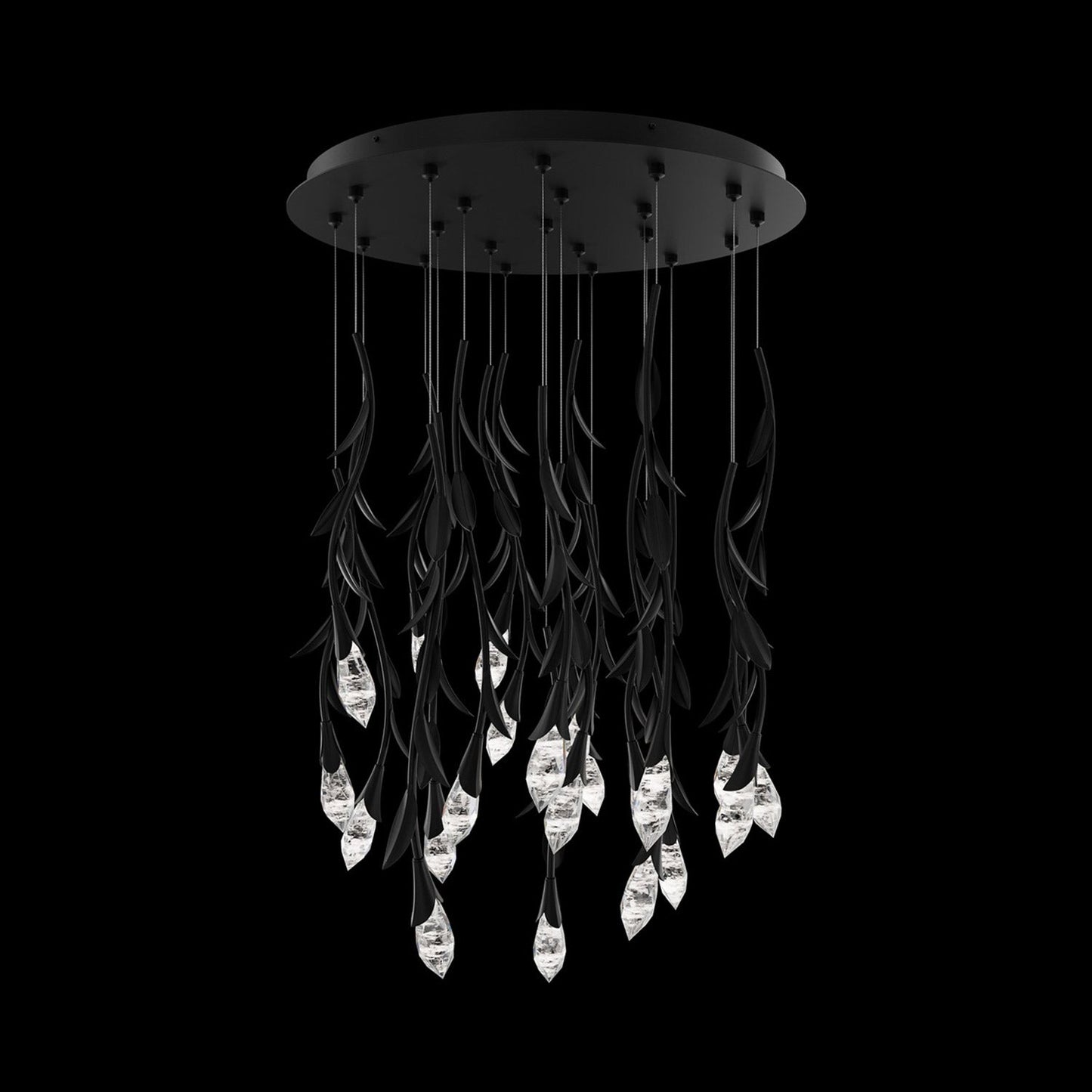 Secret Garden Round LED Multi Light Pendant Light in Black (21-Light).