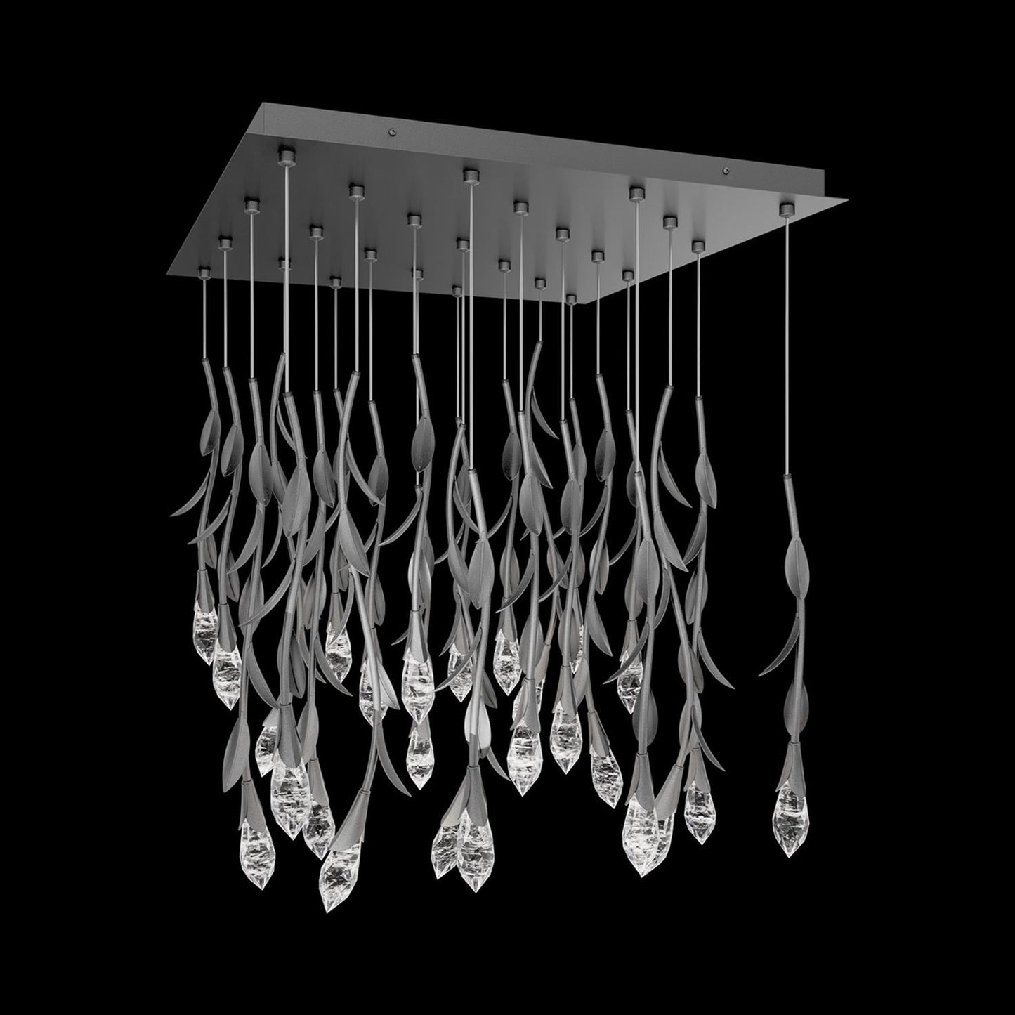 Secret Garden Square LED Multi Light Pendant Light in Antique Pewter (25-Light).