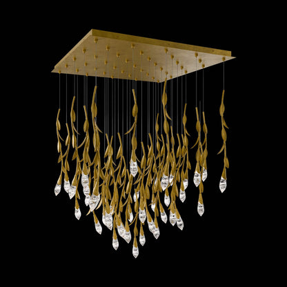 Secret Garden Square LED Multi Light Pendant Light in French Gold (41-Light).