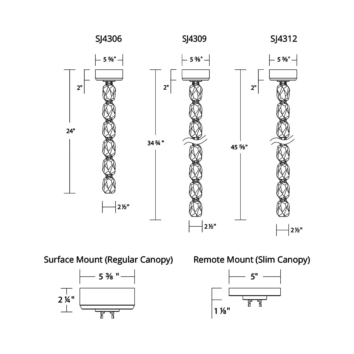 Seduction LED Pendant Light - line drawing.