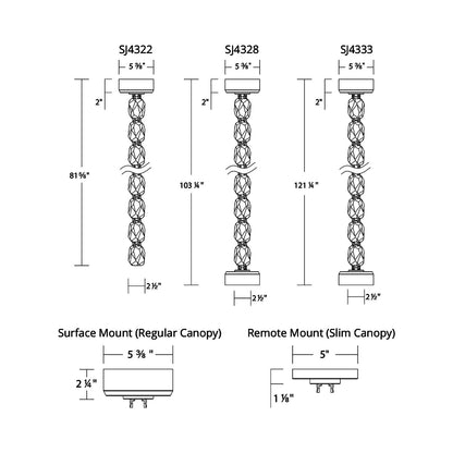 Seduction LED Pendant Light - line drawing.