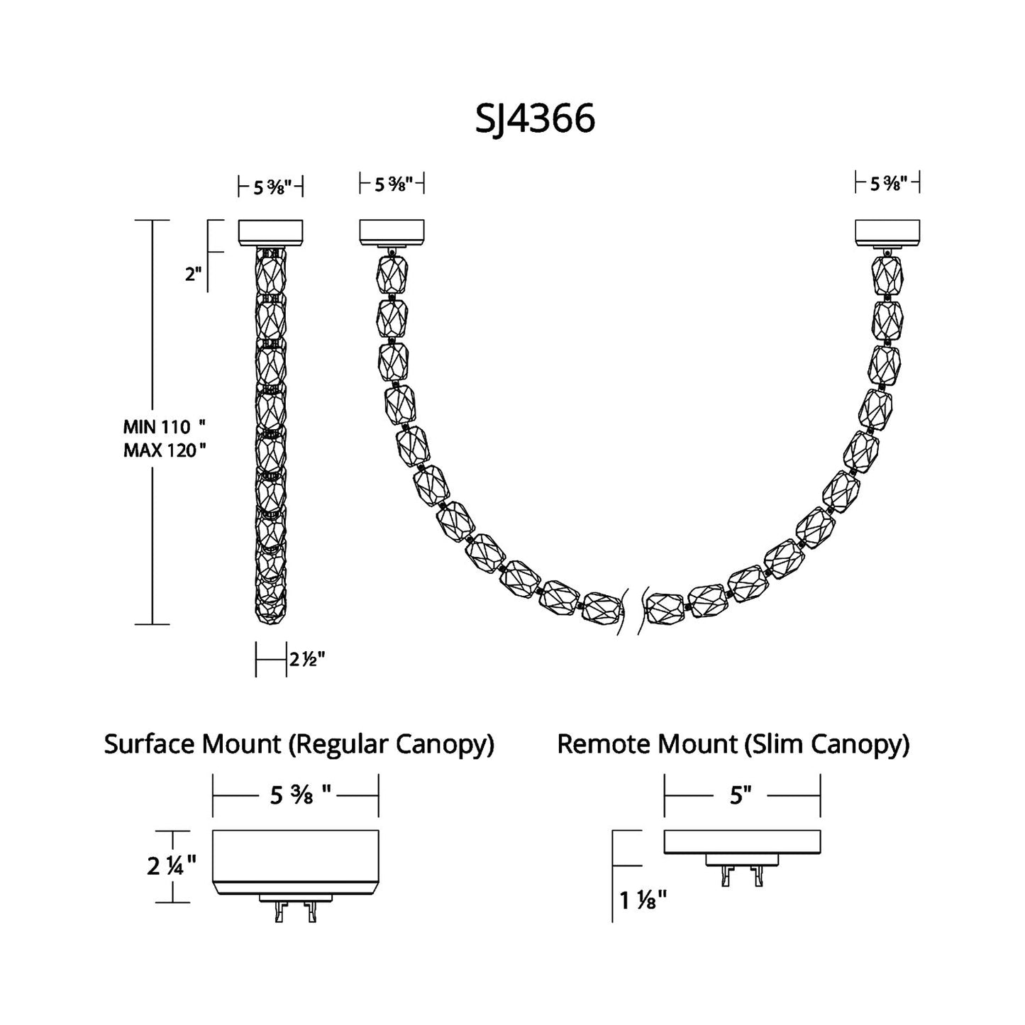 Seduction LED Pendant Light - line drawing.