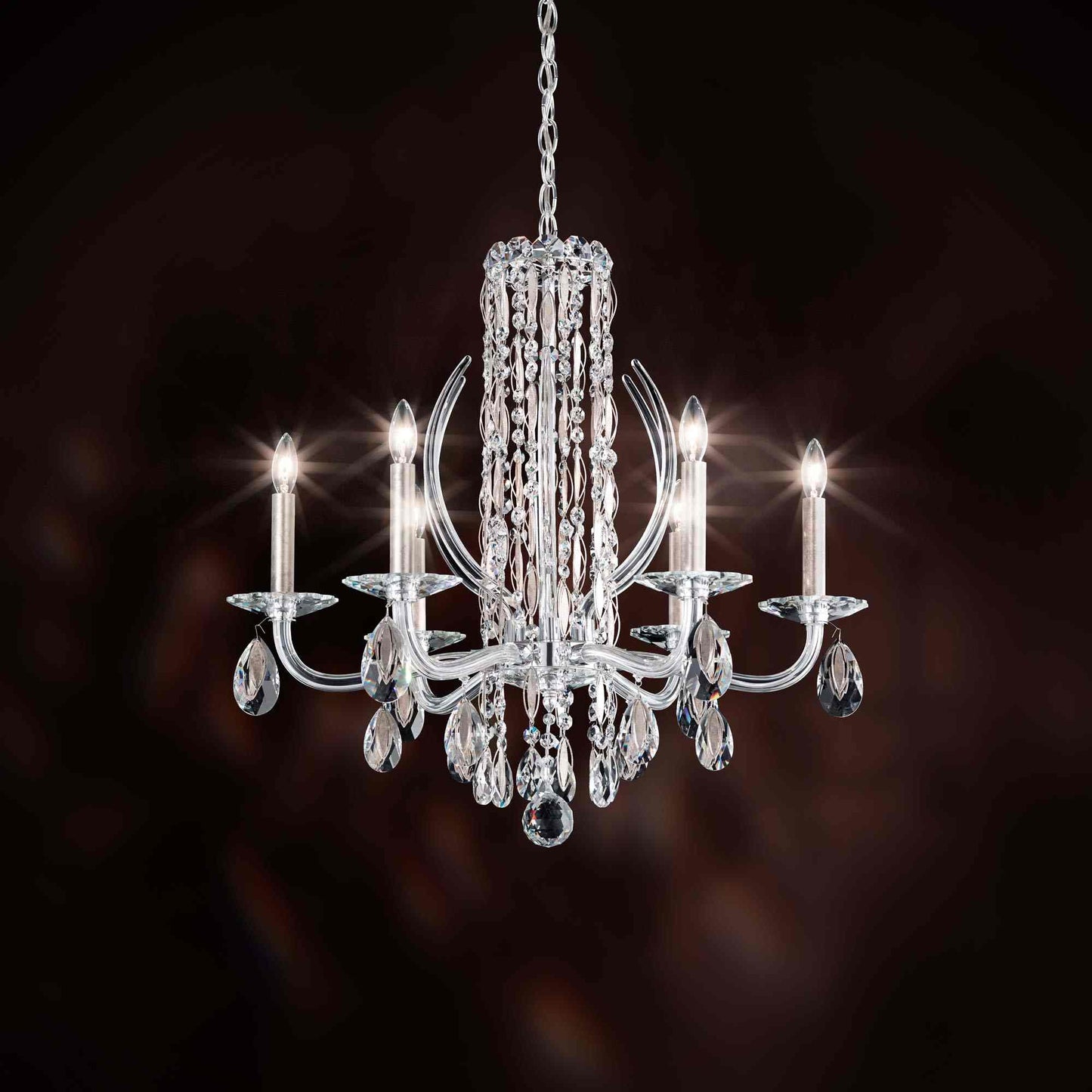 Siena Spikes Chandelier in Antique Silver (Heritage Handcut Crystal/6-Light).