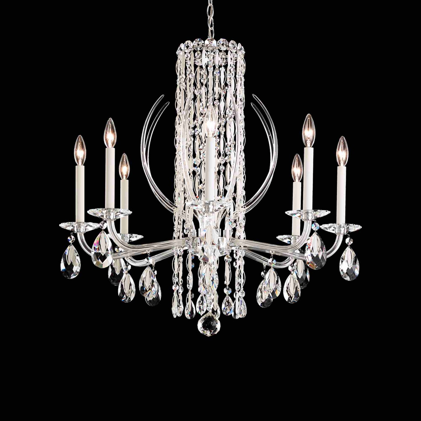 Siena Spikes Chandelier in White (Heritage Handcut Crystal/8-Light).