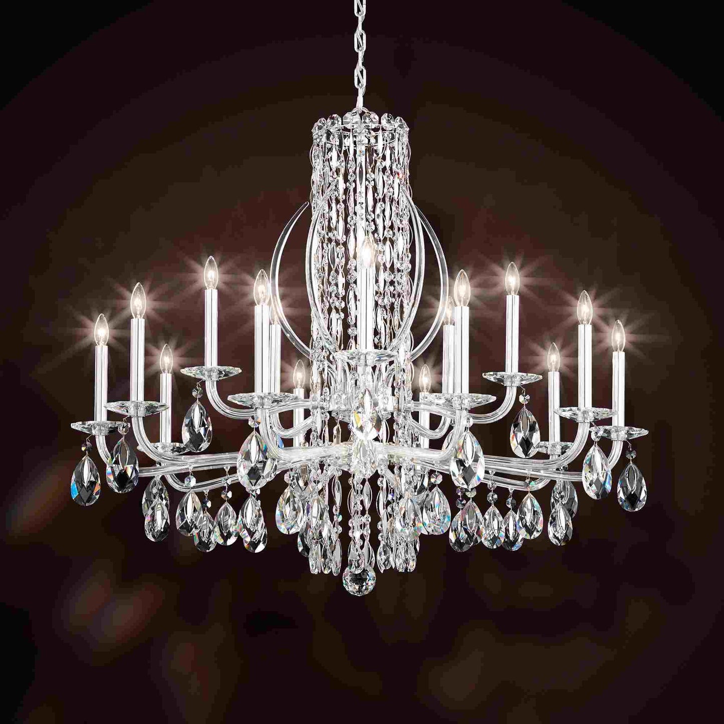 Siena Spikes Chandelier in Polished Stainless Steel (Heritage Handcut Crystal/15-Light).
