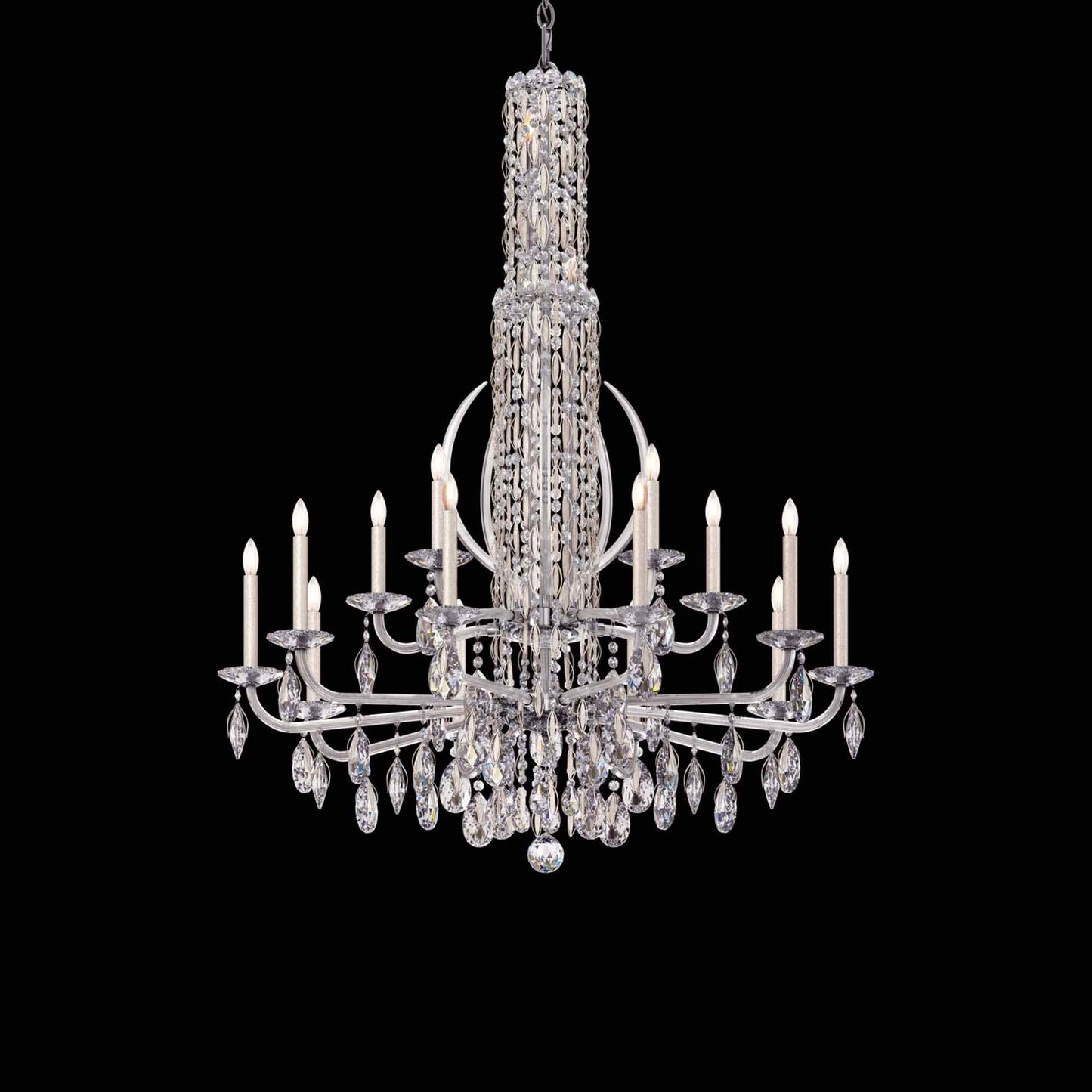 Siena Spikes Chandelier in Antique Silver (Heritage Handcut Crystal/17-Light).