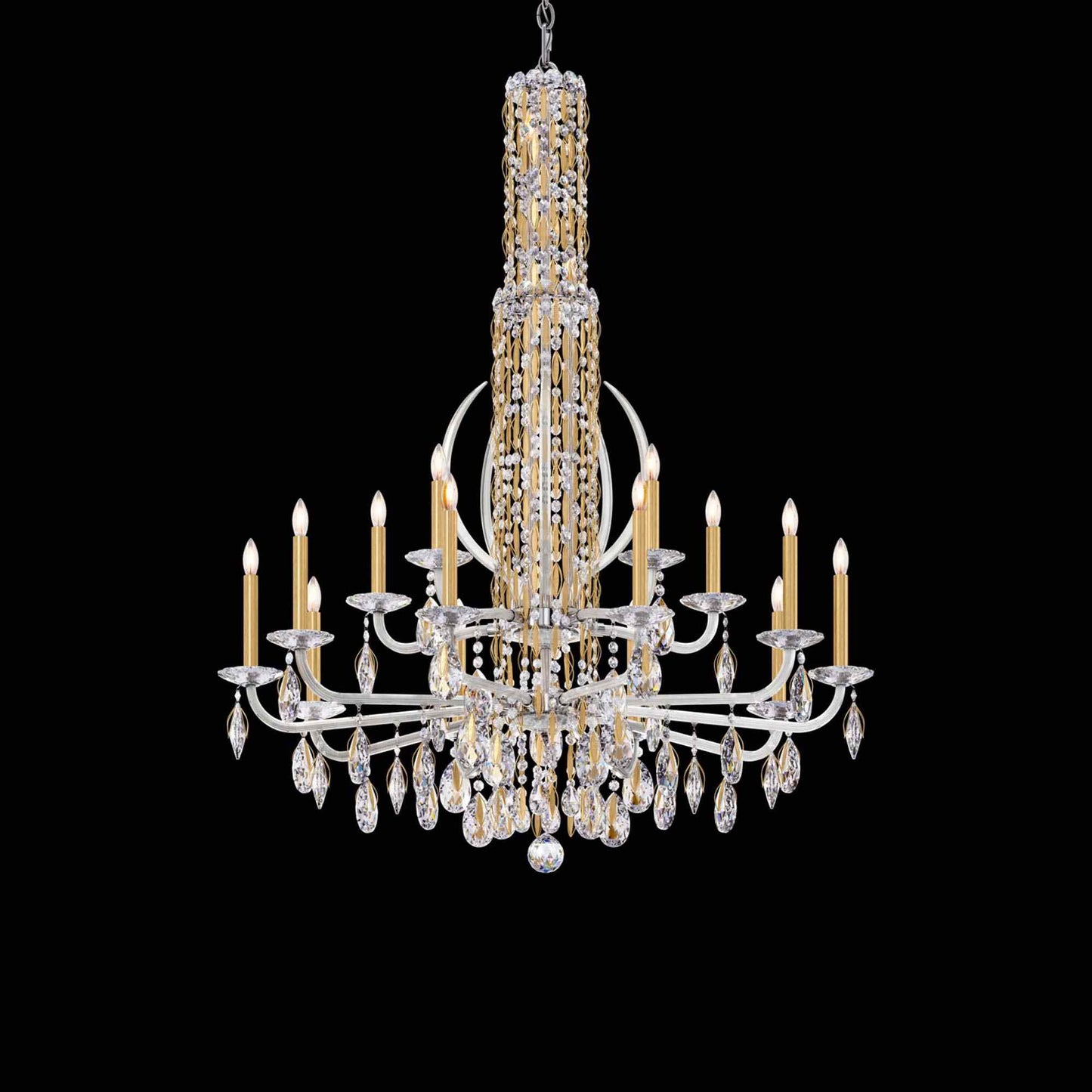 Siena Spikes Chandelier in Heirloom Gold (Heritage Handcut Crystal/17-Light).