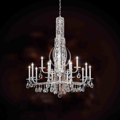 Siena Spikes Chandelier in Polished Stainless Steel (Heritage Handcut Crystal/17-Light).
