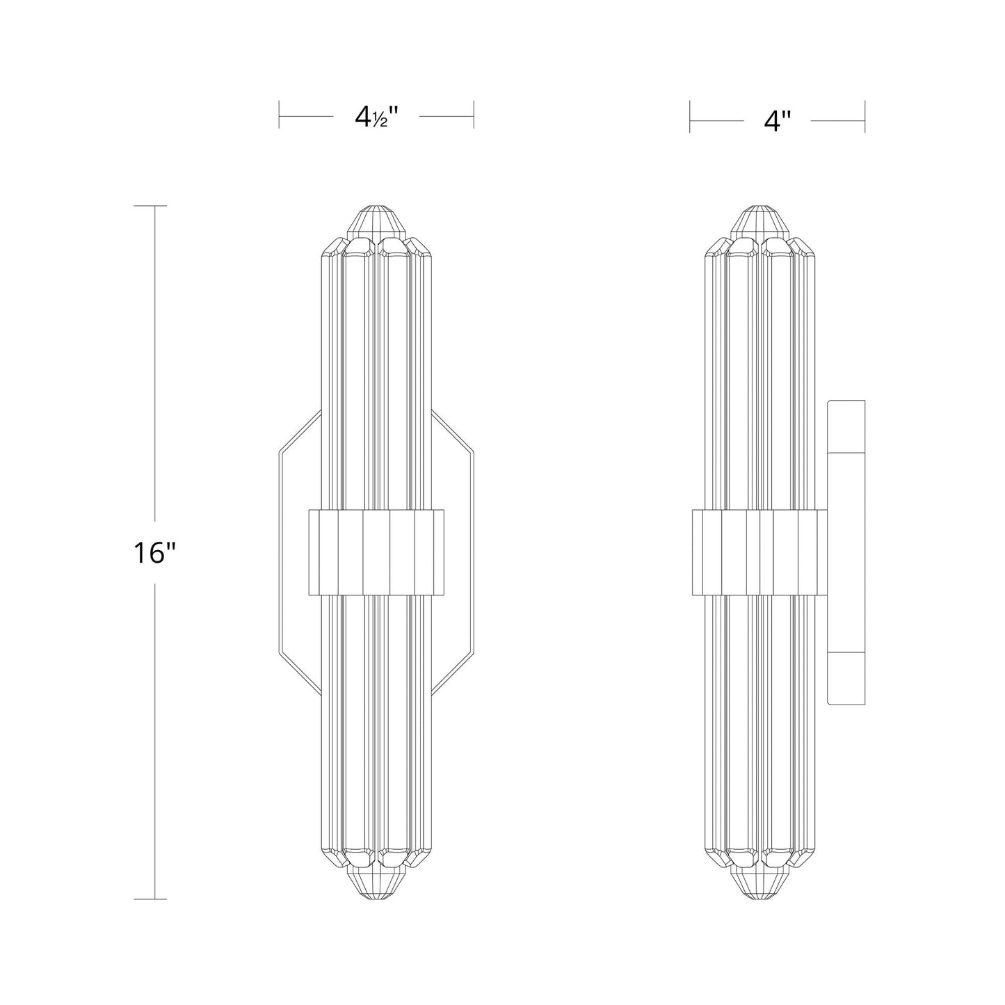 Silo LED Wall Light - line drawing.