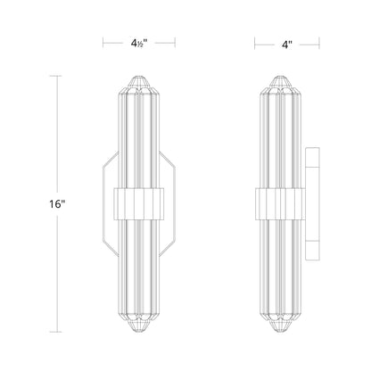 Silo LED Wall Light - line drawing.