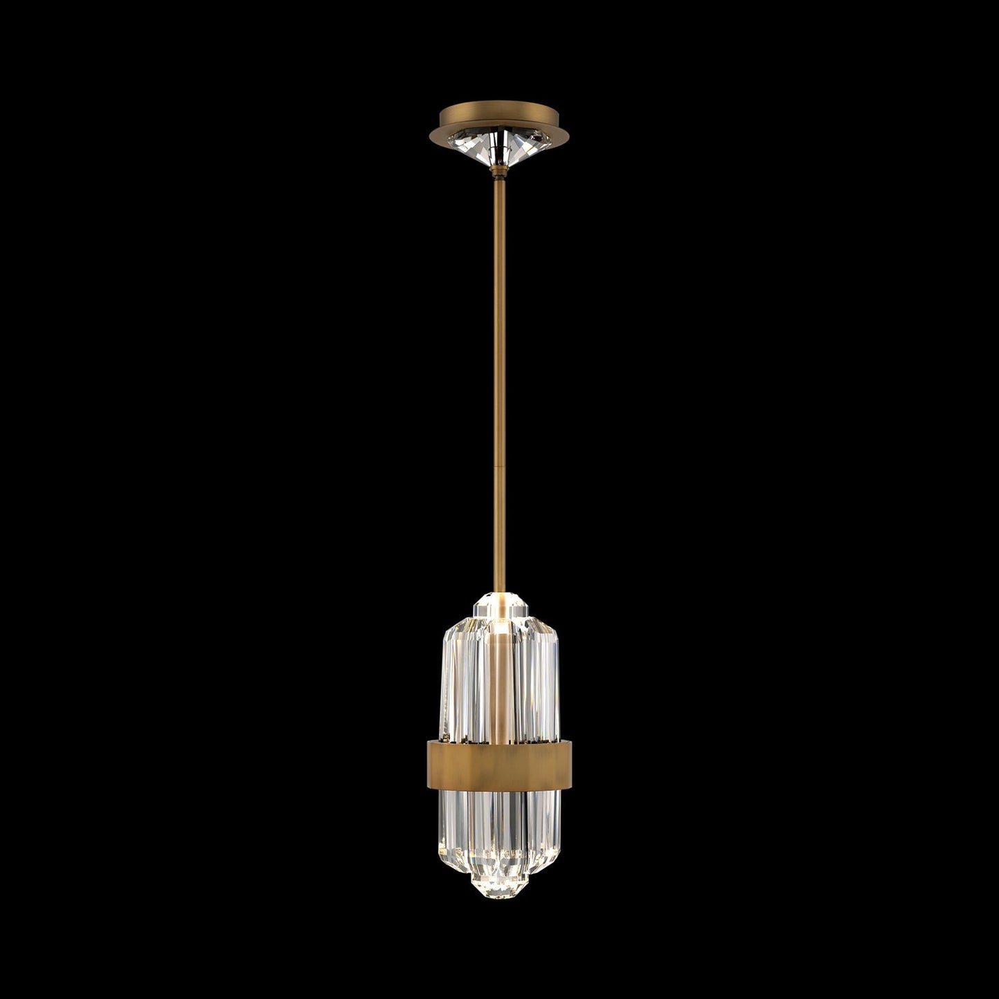 Silo Mini LED Pendant Light in Aged Brass.
