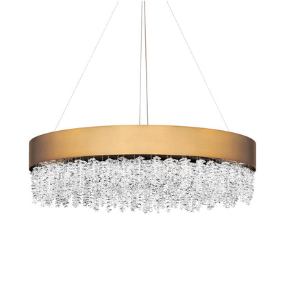 Soleil LED Pendant Light in Aged Brass.