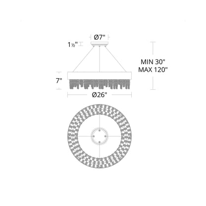 Soleil LED Pendant Light - line drawing.