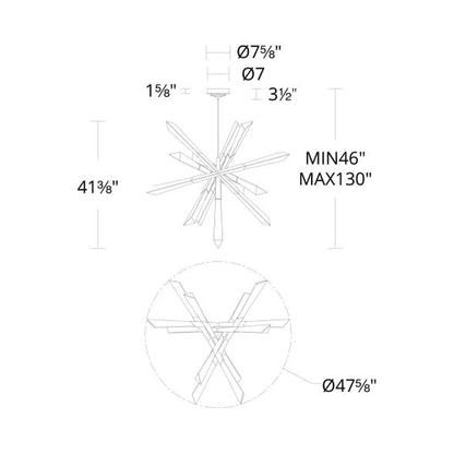 Solitude LED Pendant Light - line drawing.