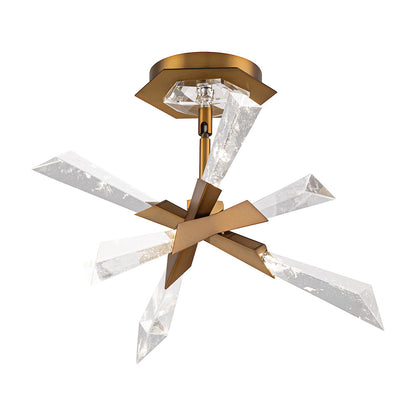 Solitude LED Semi Flush Mount Ceiling Light in Aged Brass (11-Inch).