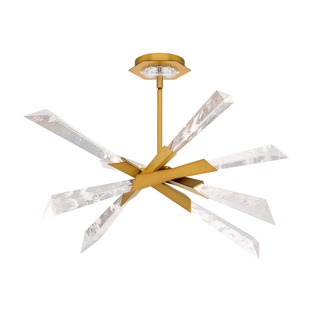 Solitude LED Semi Flush Mount Ceiling Light in Aged Brass (18-Inch).